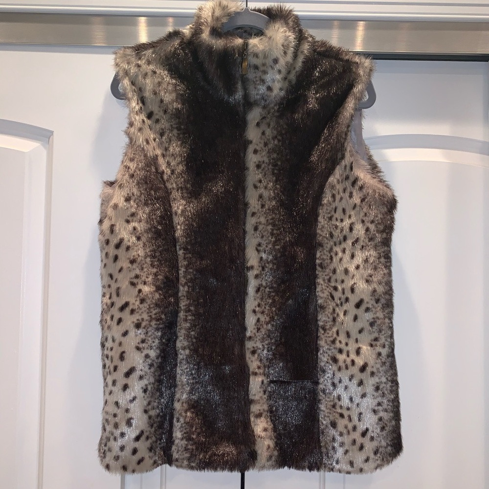Gray & Black Faux Fur Vest